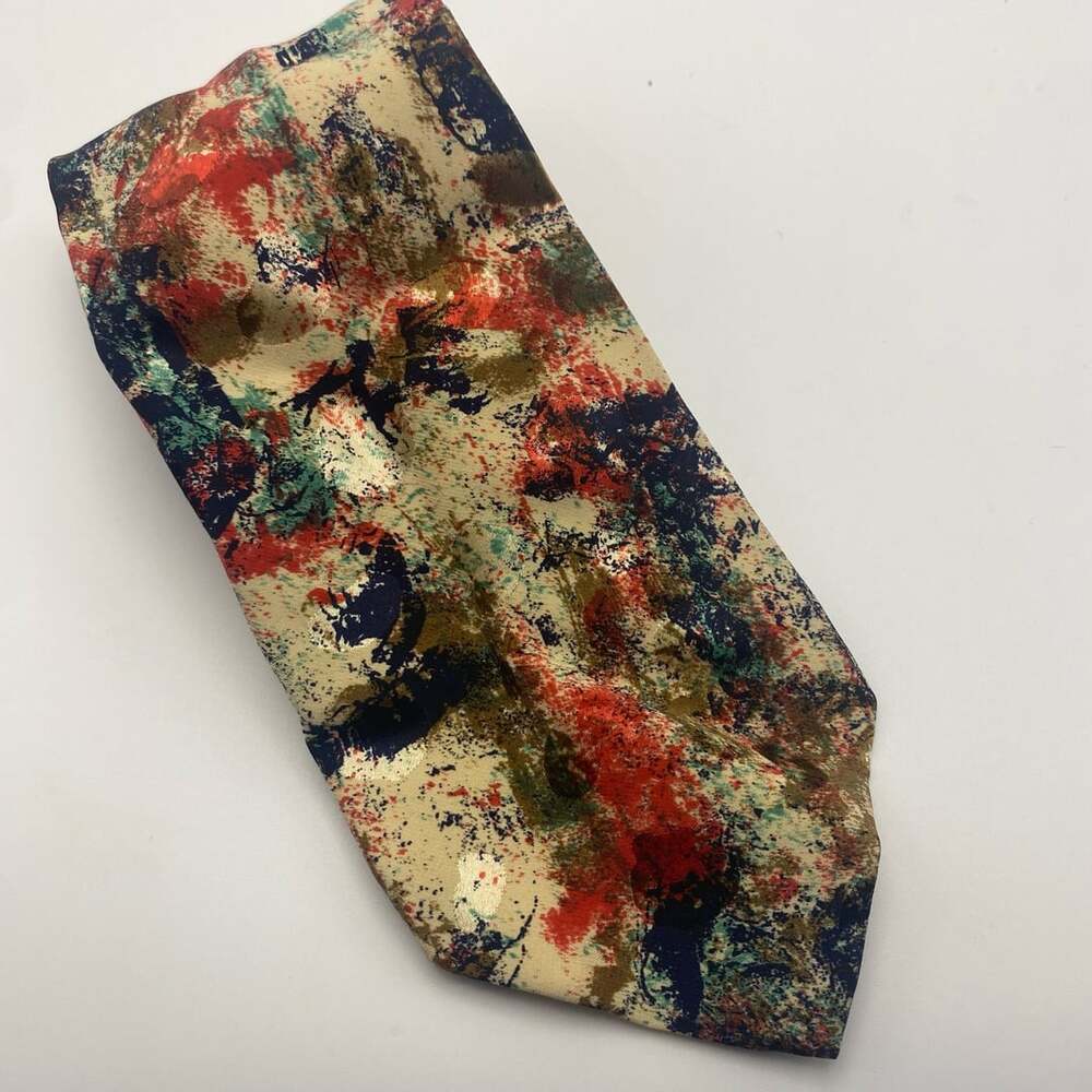 Santostefano Evento Uomo Multicolor Abstract Paint Splatter Silk Necktie